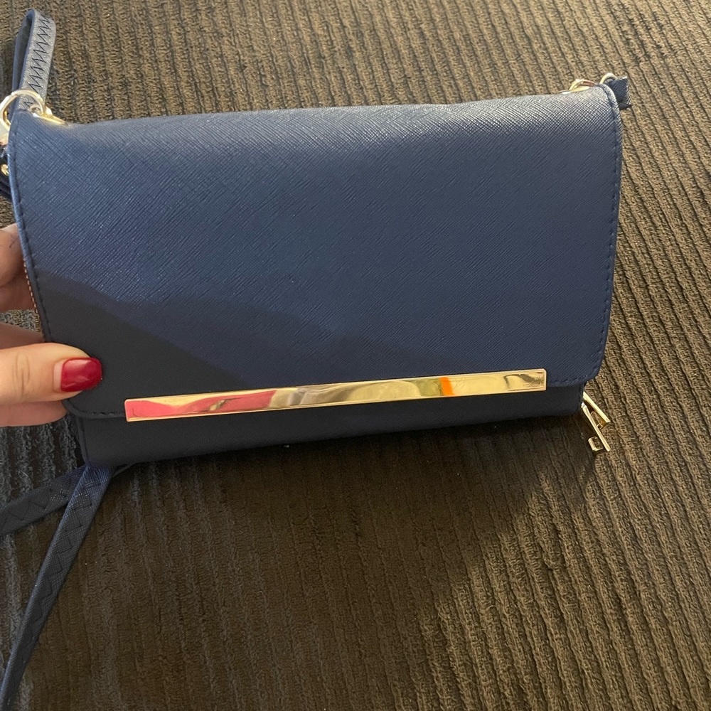 Navy Blue Clutch with Gold hardware